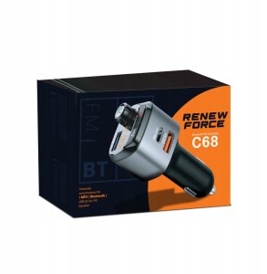 Najmocniejszy Transmiter Bluetooth Fm Samochodowy Ładowarka 36W Qc3.0 Usb-C 4