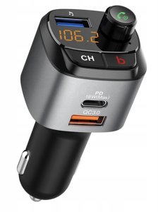 TRANSMITER SAMOCHODOWY FM BLUETOOTH ZESTAW GŁOŚNO MÓWIĄCY ŁADOWARKA QC 3.0 6