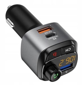 TRANSMITER SAMOCHODOWY FM BLUETOOTH ZESTAW GŁOŚNO MÓWIĄCY ŁADOWARKA QC 3.0 8