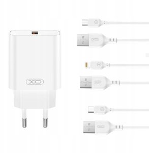 XO ładowarka sieciowa CE33 QC 18W 1x USB biała + kabel microUSB 3