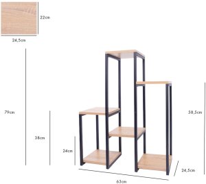 Kwietnik stojący metalowy PANORAMA 6 poziomowy – elegancki stojak na kwiaty i rośliny DĄB 11