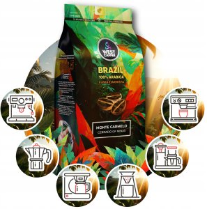 Kawa Ziarnista ZESTAW 2KG Crema + Brazil 100% Arabica Świeżo Wypalona 9