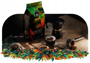 Kawa Ziarnista ZESTAW 2KG Crema + Brazil 100% Arabica Świeżo Wypalona 10