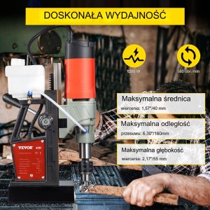 Wiertarka magnetyczna rdzeniowa ze stopą magnetyczną 1200W 13000N 2