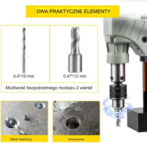 Wiertarka magnetyczna rdzeniowa ze stopą magnetyczną 1200W 13000N 4