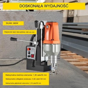 Wiertarka magnetyczna rdzeniowa ze stopą magnetyczną 980 W 10 000 N 6