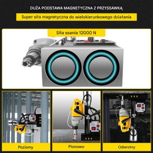 Wiertarka magnetyczna 1100W + zestaw 11 wierteł magnetycznych 1100W 4