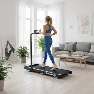 Bieżnia elektryczna domowa Bauerkraft składana wyświetlacz miejsce na telefon 9