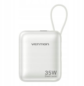 Vention 10000mAh 35W PD z wbudowanym kablem USB-C beżowy 2