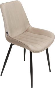 Krzesło tapicerowane welurowe do salonu jadalni velvet loft beżowe 3