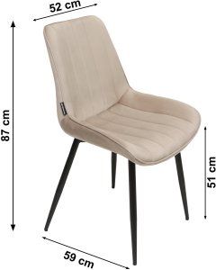 Krzesło tapicerowane welurowe do salonu jadalni velvet loft beżowe 8