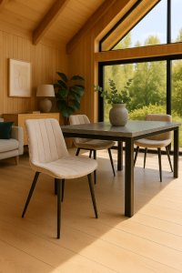 Krzesło tapicerowane welurowe do salonu jadalni velvet loft beżowe 9