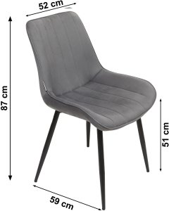 Krzesło tapicerowane welurowe do salonu jadalni velvet loft grafitowe 8