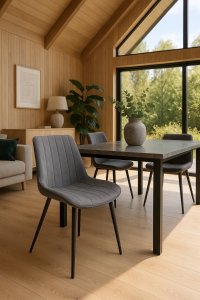 Krzesło tapicerowane welurowe do salonu jadalni velvet loft grafitowe 9