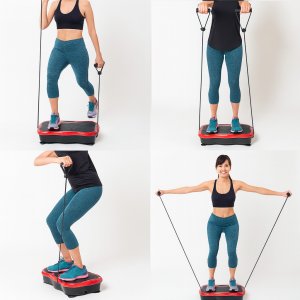 Platforma treningowa wibrująca wibracyjna masażer z pilotem i muzyką Bauerkraft czerwona 13