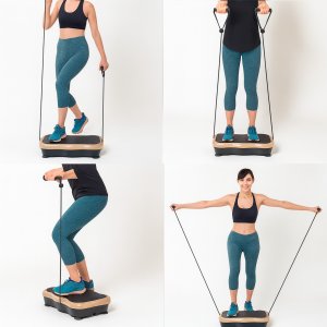 Platforma treningowa wibrująca wibracyjna masażer z pilotem i muzyką Bauerkraft beżowa 11