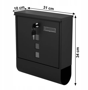 Duża skrzynka pocztowa na listy gazety ulotki pocztę A4 czarna 13