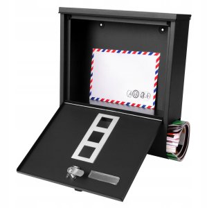 Duża skrzynka pocztowa na listy gazety ulotki pocztę A4 czarna 3