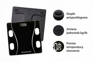 Waga łazienkowa analityczna inteligentna smart aplikacja do 180 kg 4