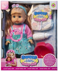 Lalka w zielonej sukience z 3 akcesoriami - mówi, śmieje się i siusia 2