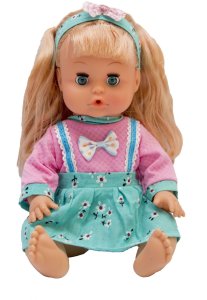 Lalka w zielonej sukience z 3 akcesoriami - mówi, śmieje się i siusia 3