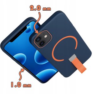 Etui z Paskiem na palec Matowe GRANATOWE do iPhone 11 |do MagSafe +Szkło 6