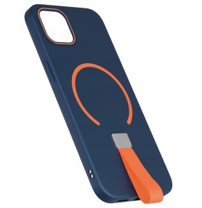 Etui z Paskiem na palec Matowe GRANATOWE do iPhone 11 |do MagSafe +Szkło 10