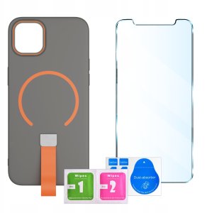 Etui z Paskiem na palec Matowe SZARE do iPhone 11 |do MagSafe +Szkło 9