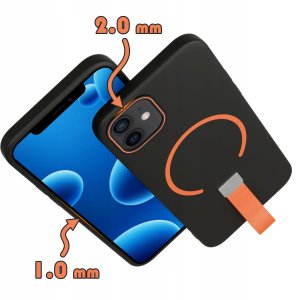 krainaGSM Etui z Paskiem na palec Matowe CZARNE do iPhone 12 |do MagSafe +Szkło 6