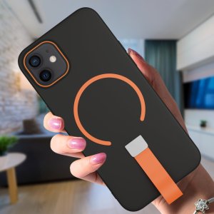 krainaGSM Etui z Paskiem na palec Matowe CZARNE do iPhone 12 |do MagSafe +Szkło 8