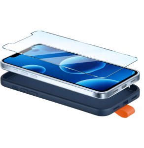 krainaGSM Etui z Paskiem na palec Matowe GRANATOWE do iPhone 12 |do MagSafe +Szkło 12