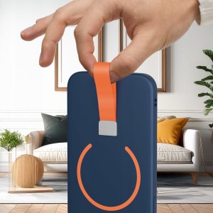 krainaGSM Etui z Paskiem na palec Matowe GRANATOWE do iPhone 12 |do MagSafe +Szkło 7