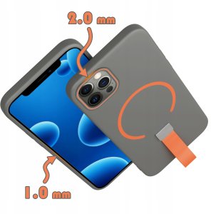 krainaGSM Etui z Paskiem na palec Matowe SZARE do iPhone 12 Pro |do MagSafe +Szkło 6