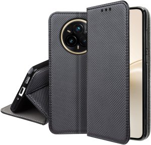 krainaGSM Etui z klapką do Realme 14 Pro+ Plus 5G Zamykane Czarne Futerał + Folia 5