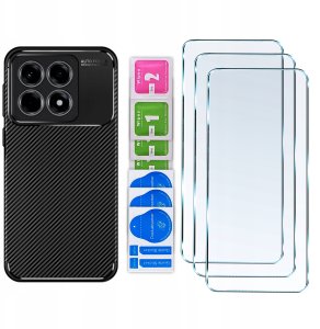 ZESTAW Etui do Xiaomi 14T Pancerne Carbon CASE + 3 SZTUKI SZKŁO 5