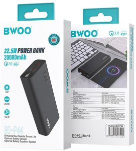 BWOO Power bank 22,5W, 20000 mAh z wyświetlaczem LCD, czarny 5