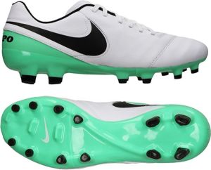 Nike Buty piłkarskie męskie Tiempo Genio II Leather FG biało-zielone r. 45 (819213 103) 1