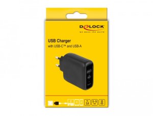 Delock USB Ladegerat USB Type-C PD 3.0 und USB Typ-A mit 20 W + 12 W 3