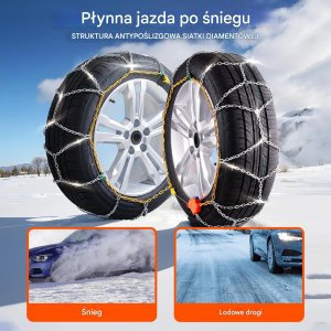 Vevor Łańcuchy śniegowe 2 szt. stalowe uniwersalne do opon srebrne 12