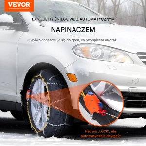 Vevor Łańcuchy śniegowe 2 szt. stalowe uniwersalne do opon srebrne 8