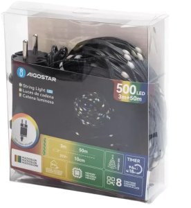 Zewnętrzne lampki choinkowe płaski Sznur 50mb 500led RGBY 4