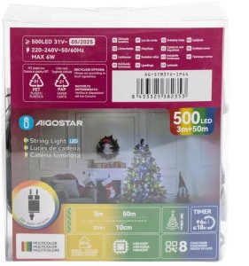 Zewnętrzne lampki choinkowe płaski Sznur 50mb 500led RGBY 5