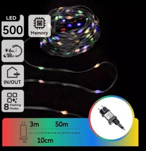 Zewnętrzne lampki choinkowe płaski Sznur 50mb 500led RGBY 6