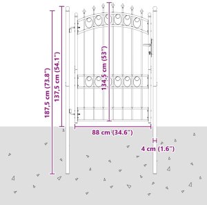 vidaXL Brama ogrodzeniowa z kolcami Z blokadą Szary 170 x 100 cm 7