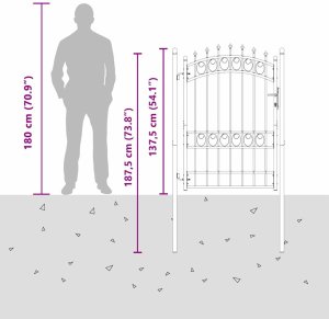 vidaXL Brama ogrodzeniowa z kolcami Z blokadą Szary 170 x 100 cm 8