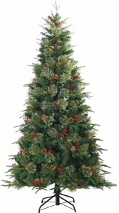 vidaXL Sztuczna choinka z zawiasami z podstawą Zielony 240 cm PE i PVC 5