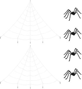 vidaXL Dekoracja pająka halloweenowego z sieciami 4 pcs 150 cm 2