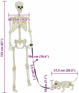 vidaXL Dekoracja Halloween Szkielet 2 pcs Biały 155 x 38.5 cm 8