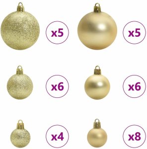 vidaXL Zestaw Bombek Choinkowych 61 pcs złoty Z tworzywa sztucznego 4