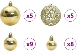 vidaXL Zestaw Bombek Choinkowych 61 pcs złoty Z tworzywa sztucznego 5